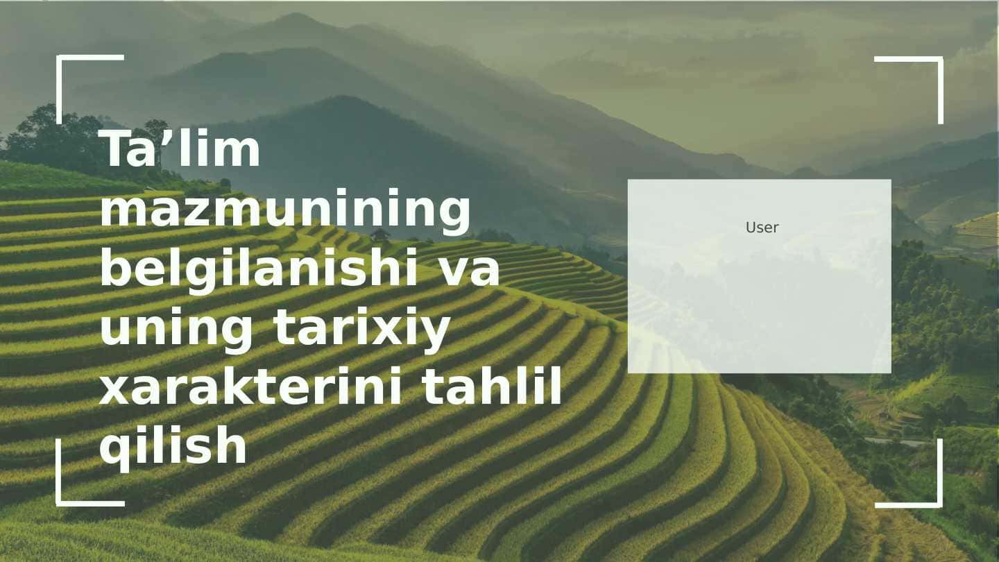 Taʼlim mazmunining belgilanishi va uning tarixi bilan tanishib chiqish