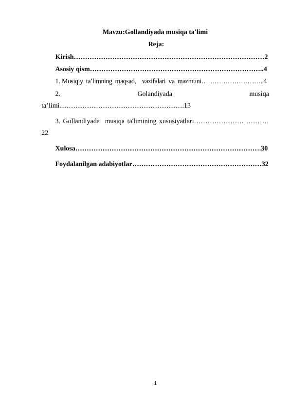 Gollandiyada musiqa ta'limi