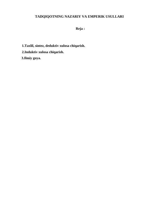 TADQIQОTNING NAZARIY VA EMPЕRIK USULLARI