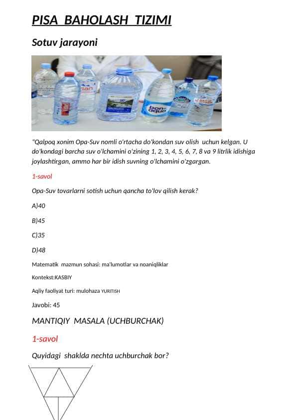 pisa baholash tizimi