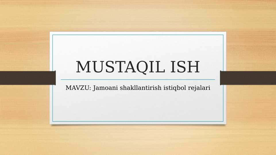 Jamoani shakllantirish istiqbol rejalari