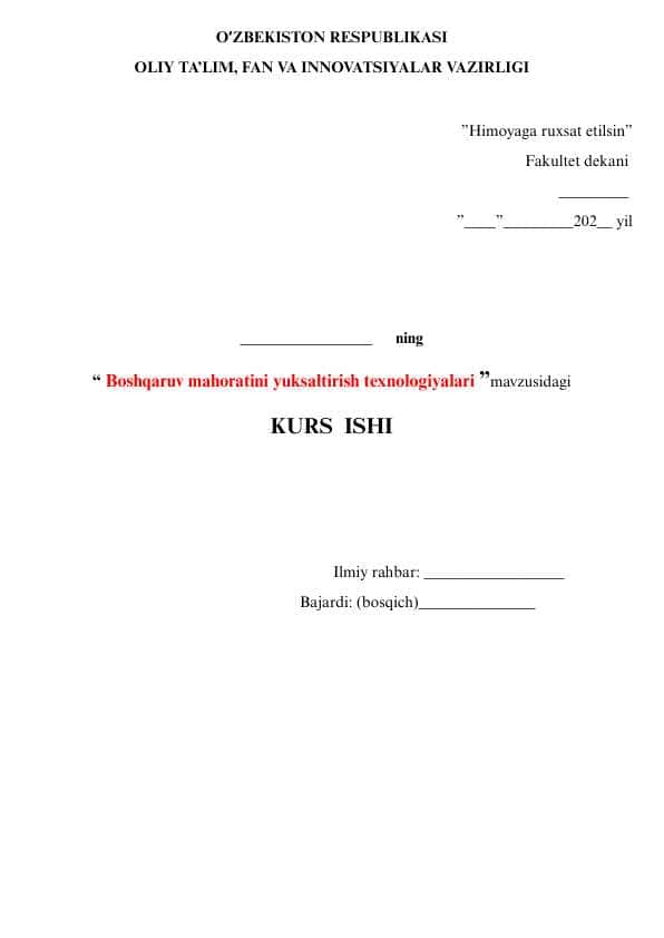 Boshqaruv mahoratini yuksaltirish texnologiyalari