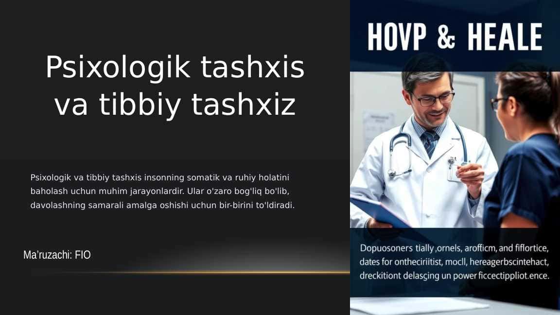 Psixologik tashxis va tibbiy tashxiz