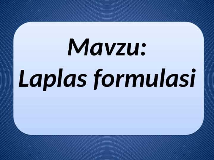 Laplas formulasi