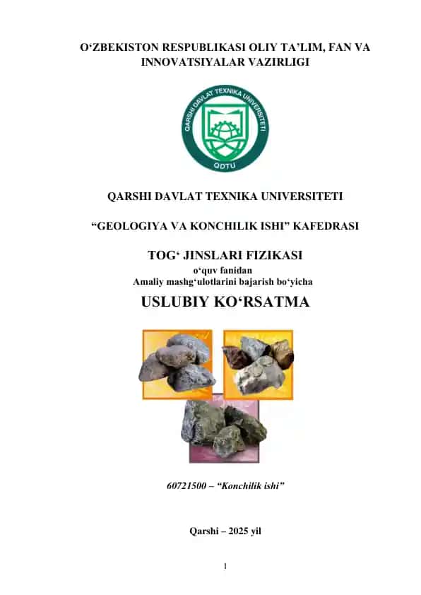 Tog' jinslari fizikasi fanidan amaliy mashg'ulotlar to'plami