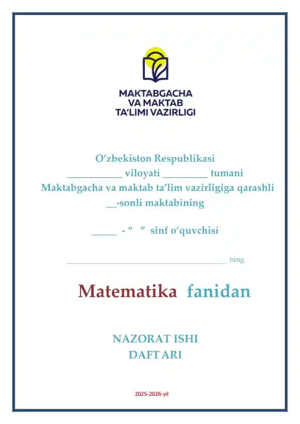6-SINF NAZORAT ISHI DAFTARI TAYYOR 2025