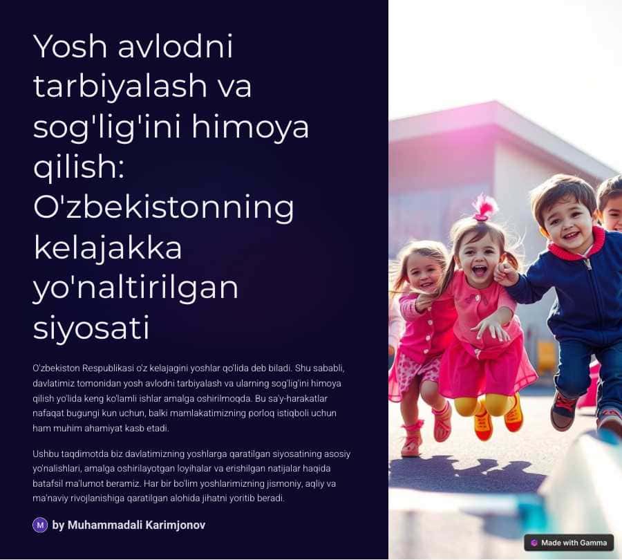 Yosh avlodni tarbiyalash va sogʻlig'ini himoya qilish