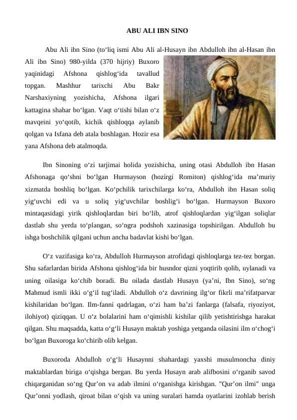 ABU ALI IBN SINO