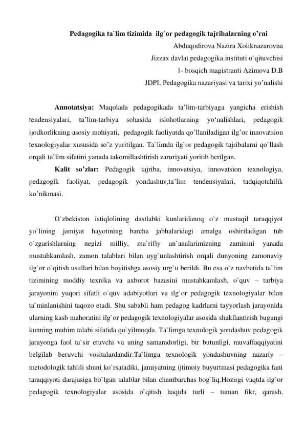 Pedagogika ta'lim tizimi