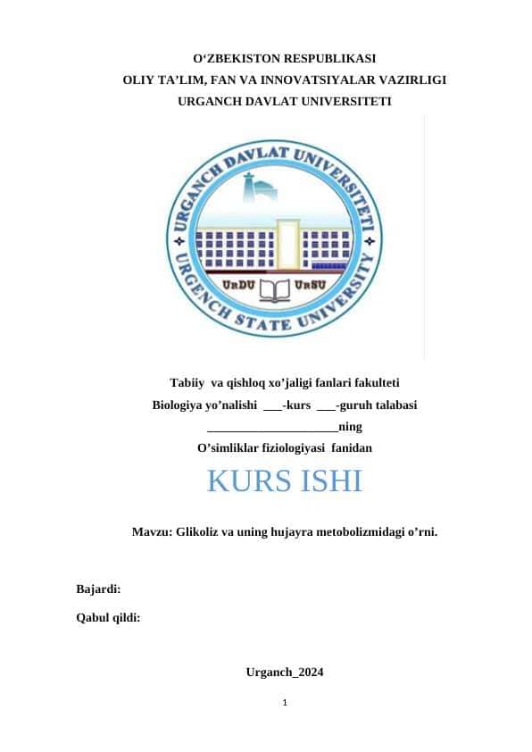 Glikoliz va uning hujayra metobolizmidagi o’rni
