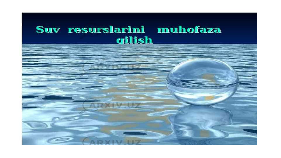 Suv resurslarini muhofaza qilish