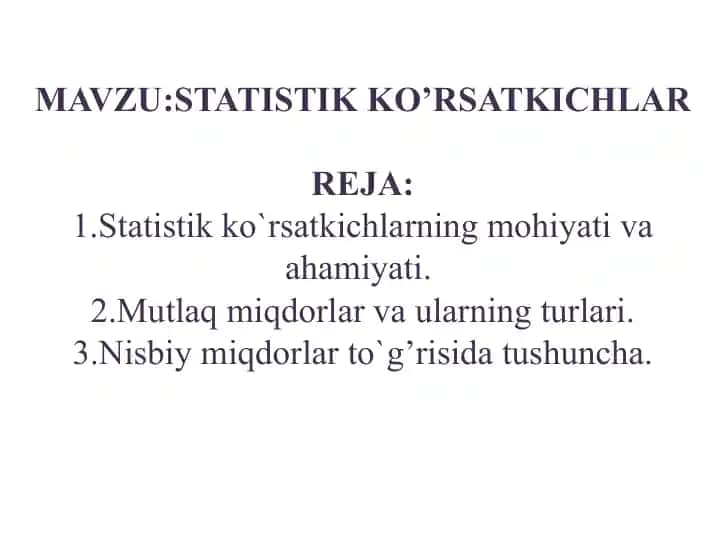 Statistik Ko'rsatkichlar