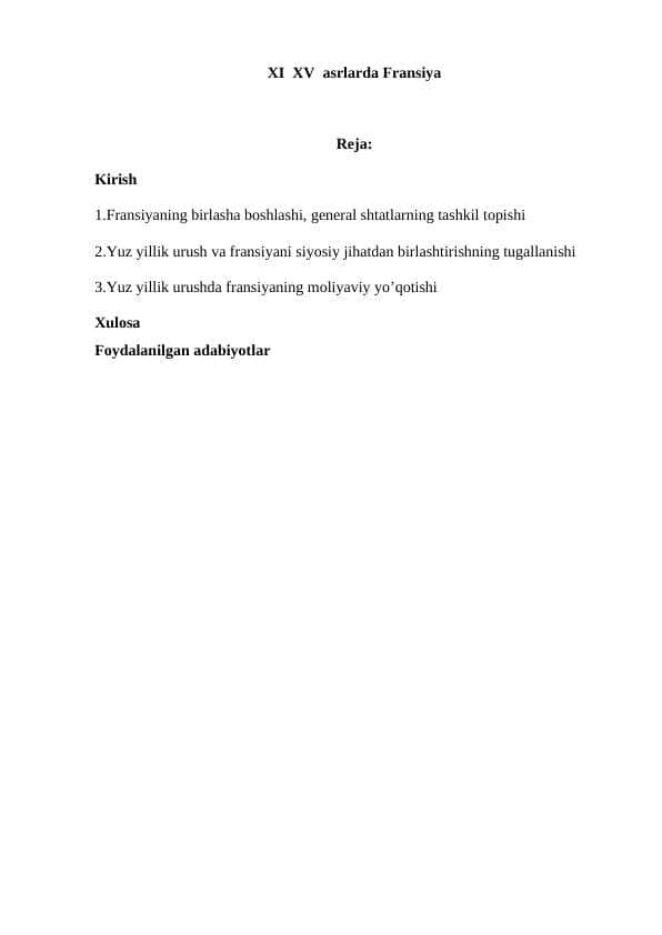 XI-XV asrlarda Fransiya