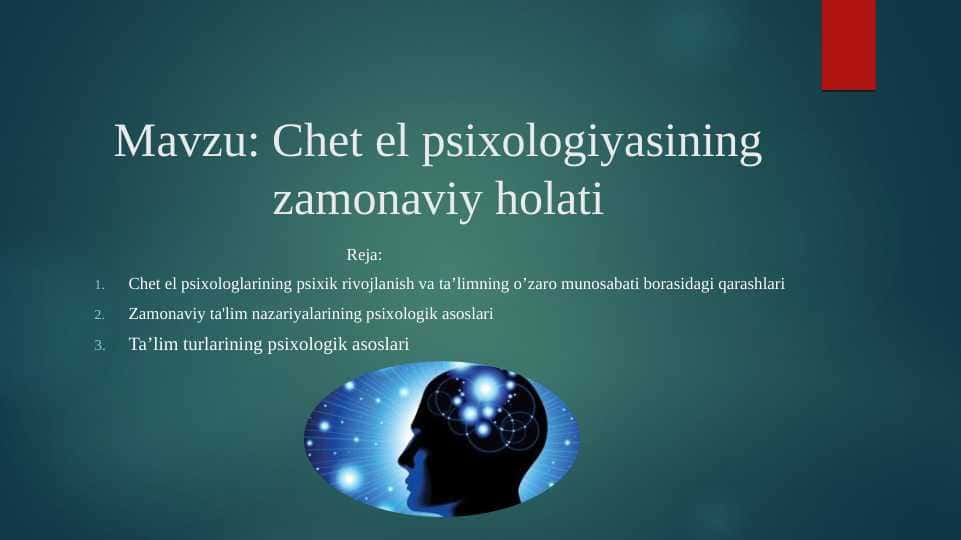 Chet el psixologiyasining zamonaviy holati