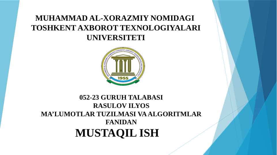 MA'LUMOTLAR TUZILMALARINING UMUMIY KOʻRINISHLARI