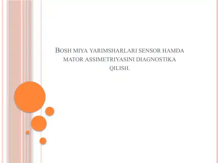 Bosh miya yarimsharlari sensor hamda mator assimetriyasini diagnostika qilish.