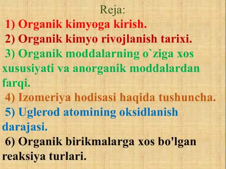 Organik kimyo va kirish