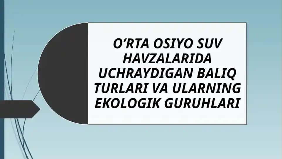 O’RTA OSIYO SUV HAVZALARIDA UCHRAYDIGAN BALIQ TURLARI VA ULARNING EKOLOGIK GURUHLARI