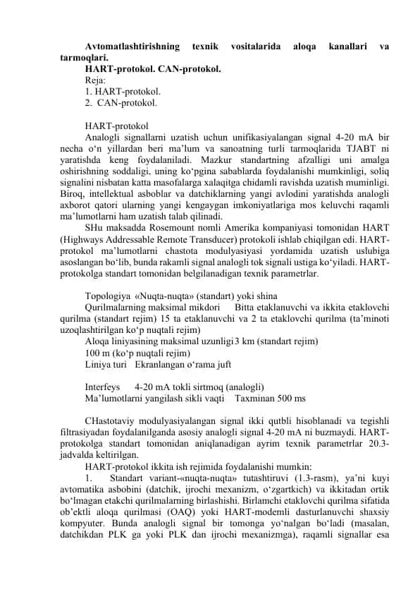 HART-protokol. CAN-protokol