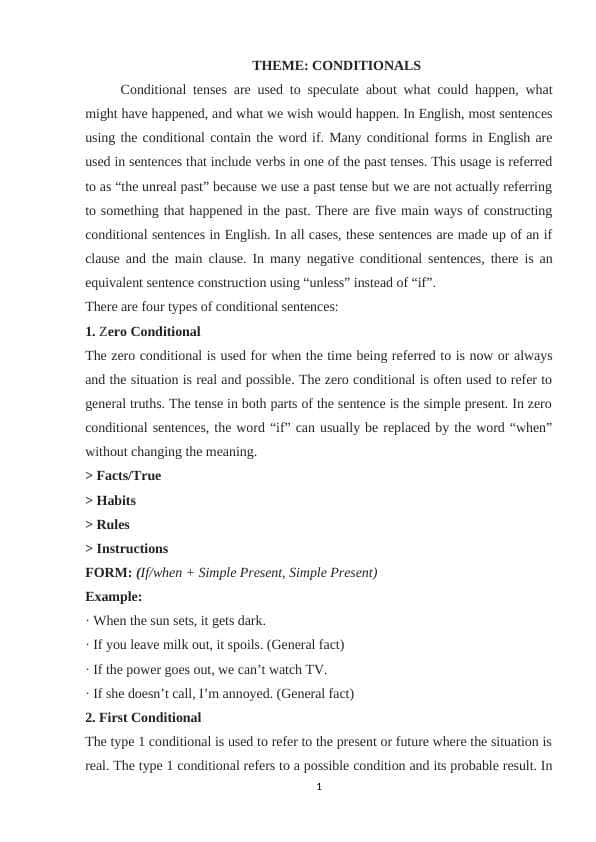 CONDITIONALS