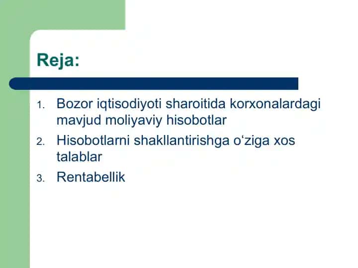 Moliyaviy hisobotlar tizimi