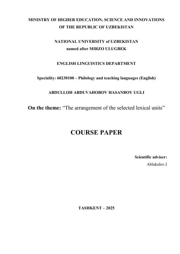 "The arrangement of the selected lexical units"