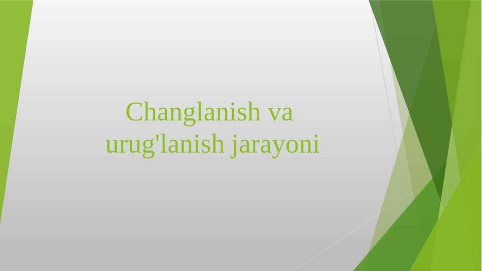 Changlanish va urug'lanish jarayoni