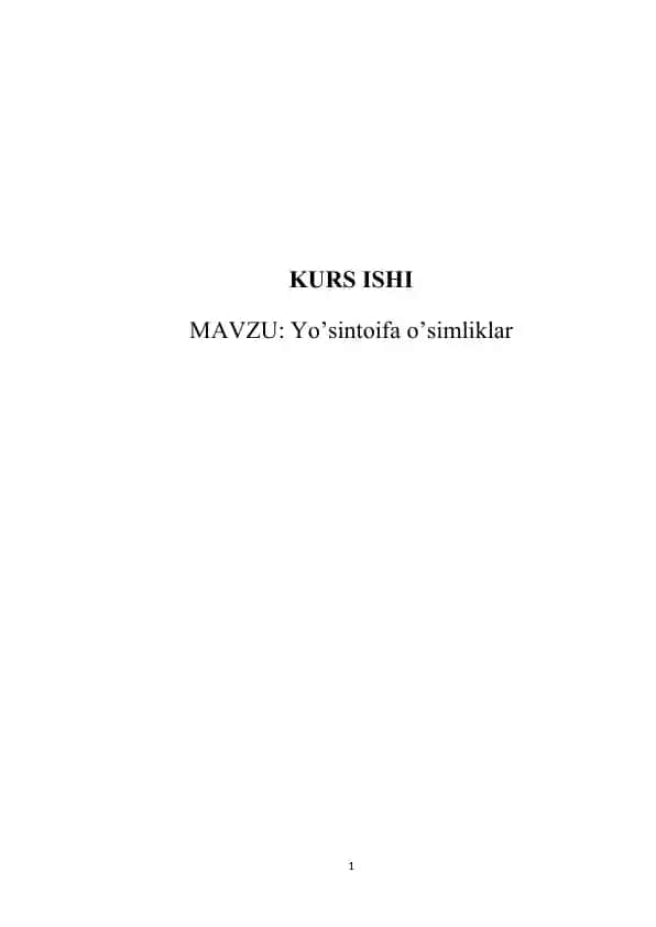 Yo'sin-toifa o'simliklar Kurs Ishi