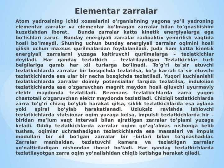 Elementar zarralar