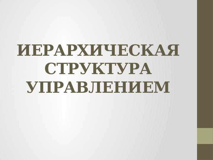ИЕРАРХИЧЕСКАЯ СТРУКТУРА УПРАВЛЕНИЕМ