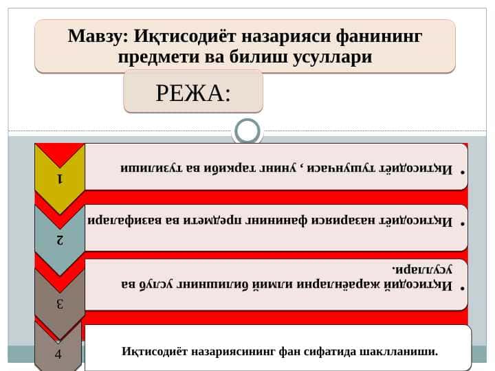 Иқтисодиёт назарияси фанининг предмети ва билиш усуллари