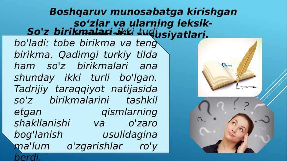 Boshqaruv munosabatga kirishgan so‘zlar
