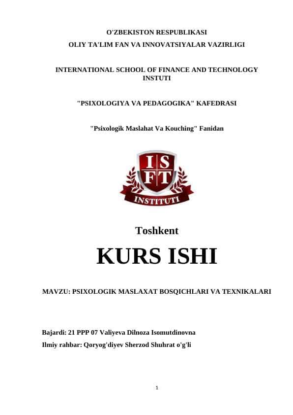 PSIXOLOGIK MASLAXAT BOSQICHLARI VA TEXNIKALARI
