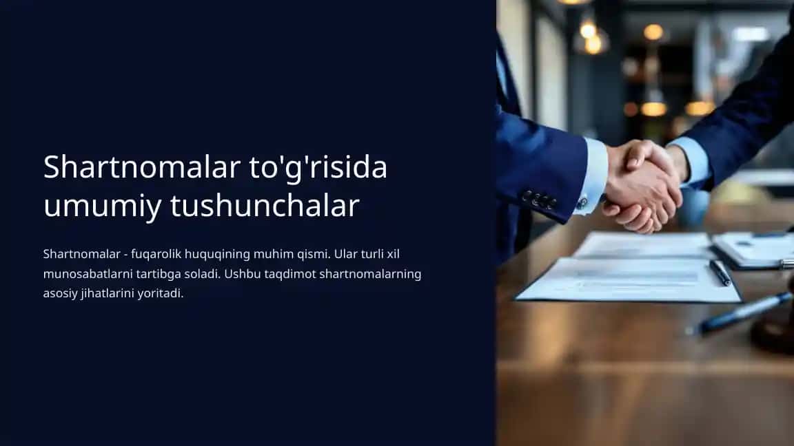 Shartnomalar to'g'risida umumiy tushunchalar