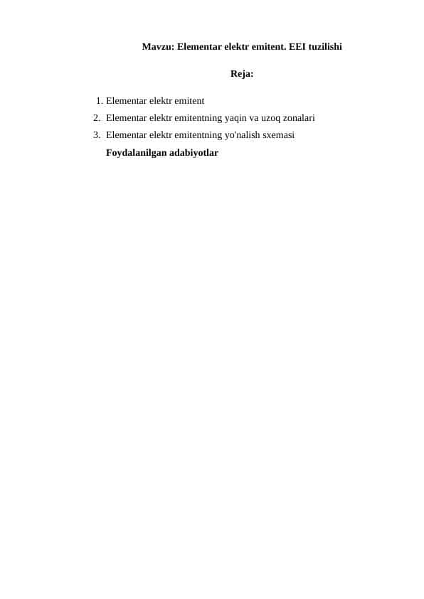 Elementar elektr emitent. EEI tuzilishi