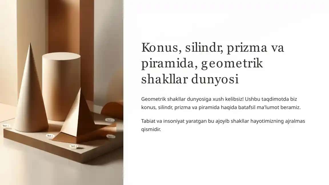 Konus, silindr, prizma va piramida, geometrik shakllar dunyosi