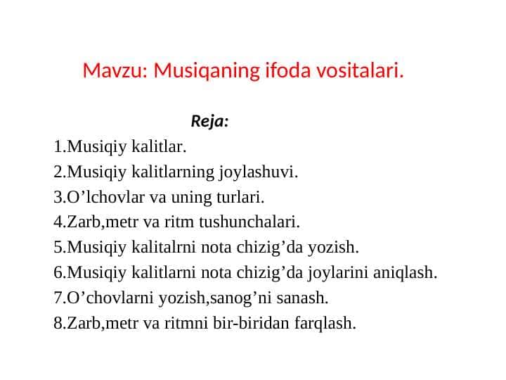 Musiqaning ifodasi va vositalari