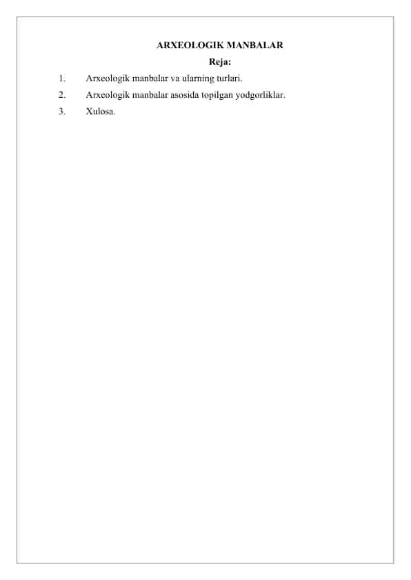Arxeologik Manbalar