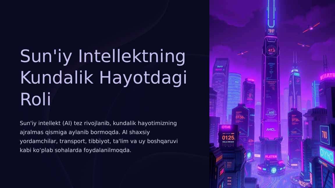 Sun'iy intellektning kundalik hayotdagi ro'li presentatsiya
