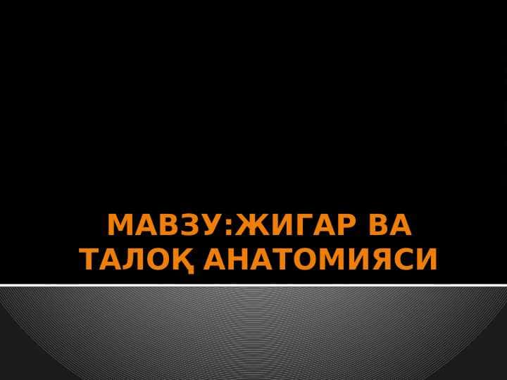 Jigar fva taloq anatomiyasi