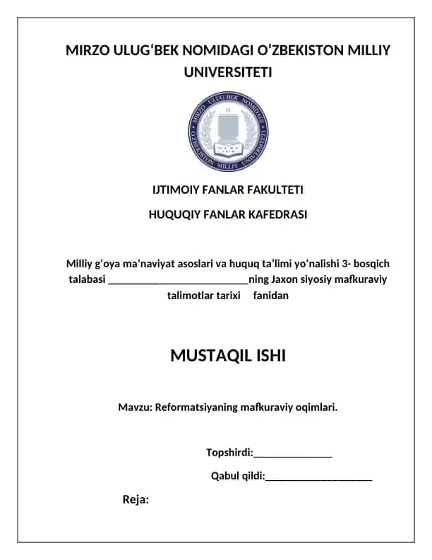 Reformatsiyaning mafkuraviy oqimlari