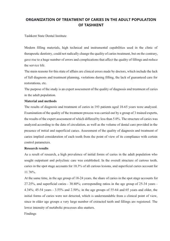 Organization of treatment of carriers in the adult population of Uzbekistan
