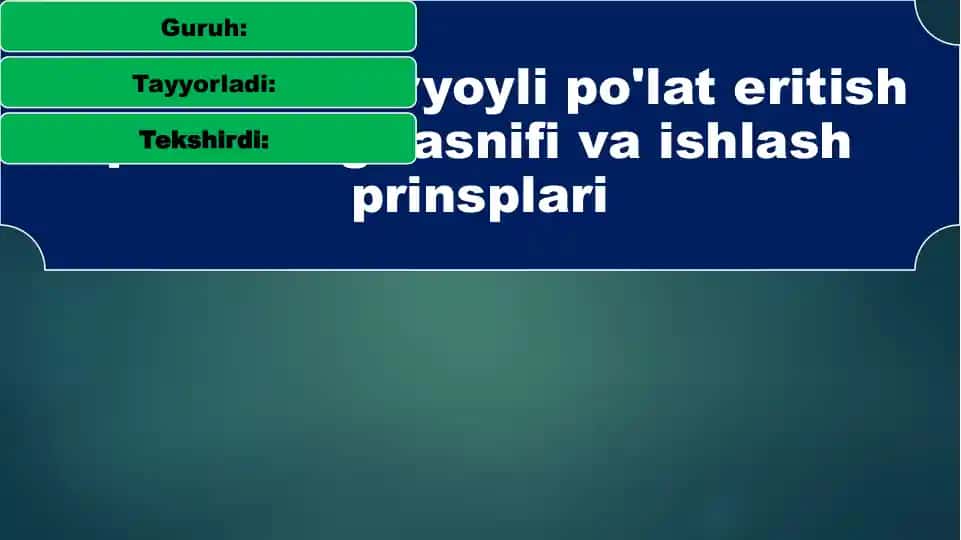 Elektryoyli po'lat eritish pechining tasnifi va ishlash prinsplari