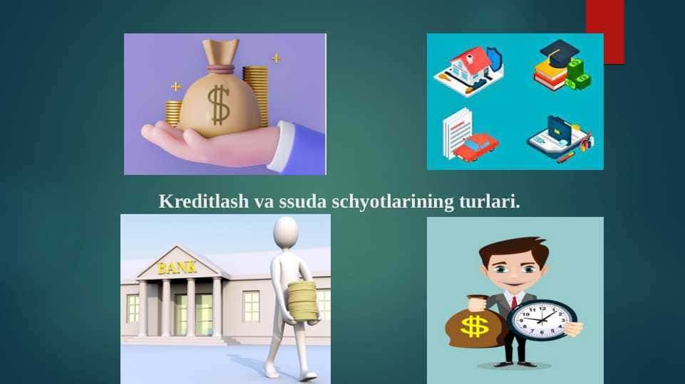 Kreditlash va ssuda schyotlarining turlari.