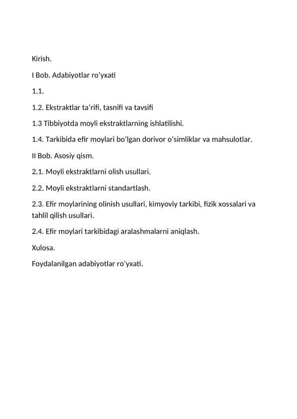 Moyli ekstraktlar va efir moyi.