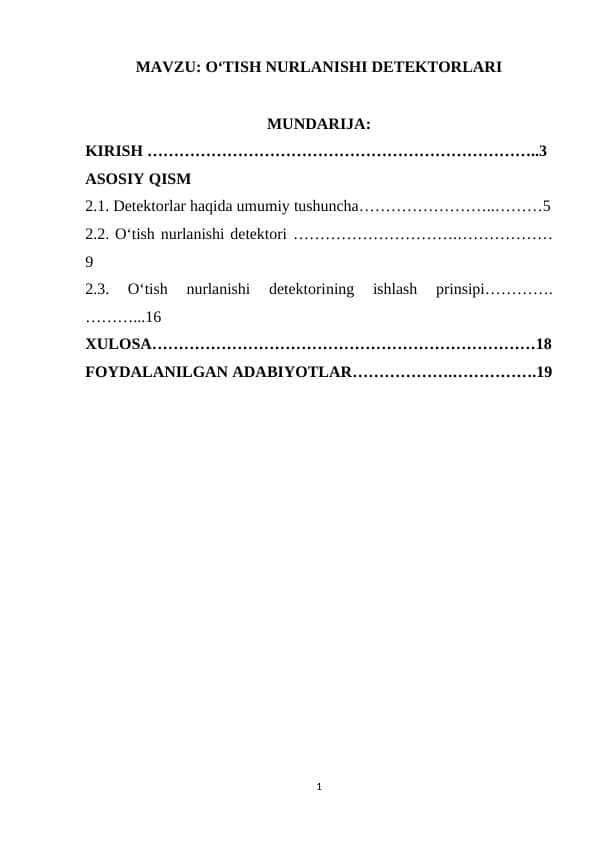 O'TISH NURLANISHI DETEKTORLARI