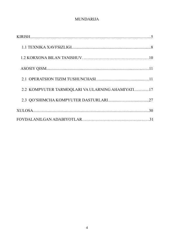 OPERATSION TIZIM TUSHUNCHASI, KOMPYUTER TARMOQLARI ,KOMPYUTER DASTURLARI