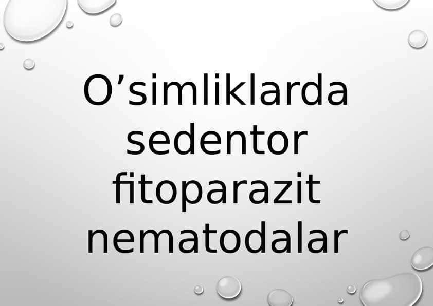O’simliklarda sedentor fitoparazit nematodalar