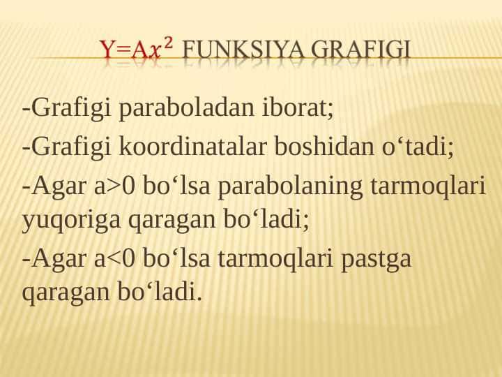 KVADRAT FUNKSIYA. PARABOLA.