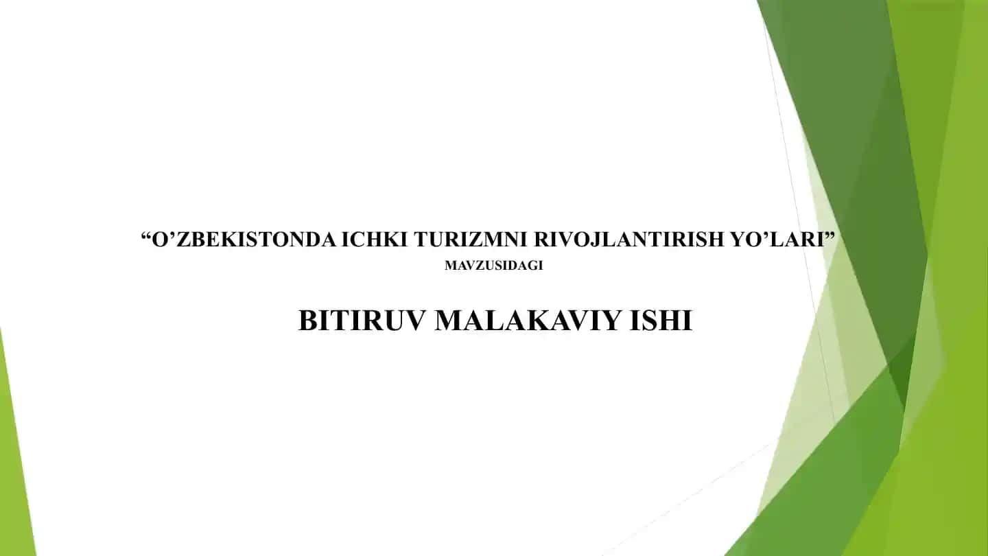 O’ZBEKISTONDA ICHKI TURIZMNI RIVOJLANTIRISH YO’LARI